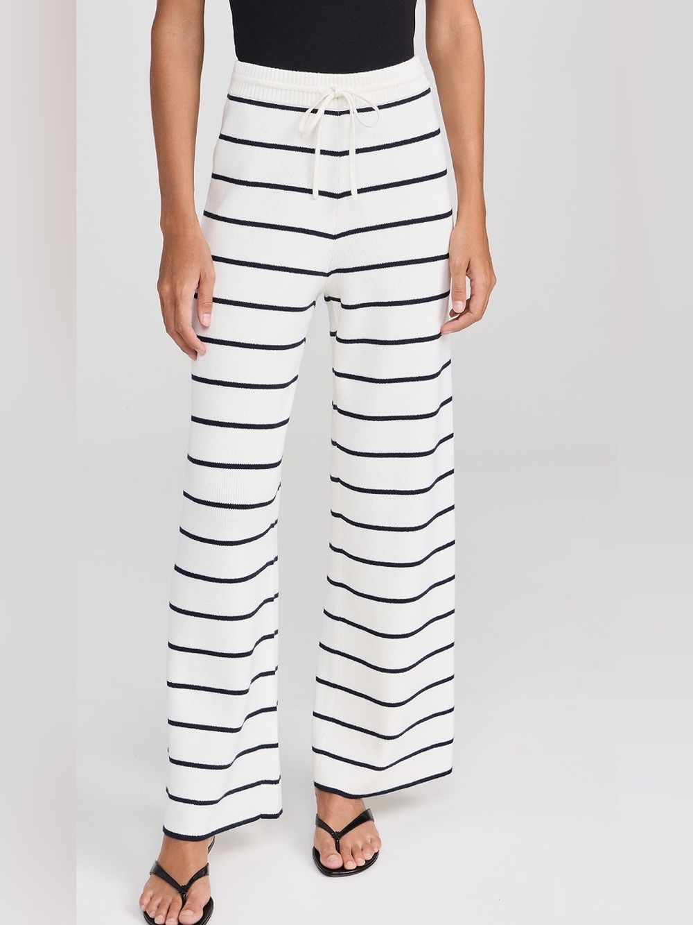 La Ligne Leo Pants Striped Wide-Leg Knit Pants, XL